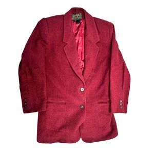 Vintage 80s 90s Eddie Bauer Women's Wool Blazer Jacket Sz M Burgundy